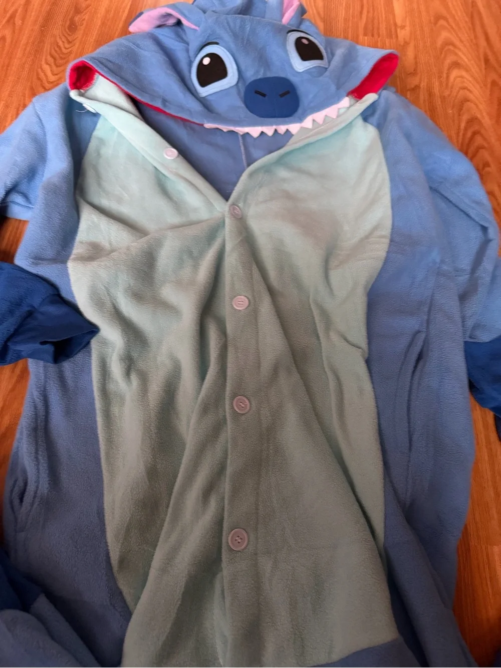 Kids Blue Character Hooded Onesie Costume with Teeth Detail